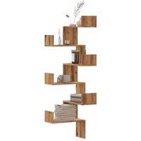 Berkfield Home Wall Corner Shelf Artisian Oak 45x45x147 cm Engineered Wood in Brown | Size: 45 x 45 x 147 cm