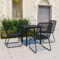 Berkfield Home 5 Piece Outdoor Dining Set Poly Rattan & Glass in Black