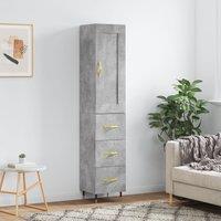 Berkfield Home Highboard Concrete Grey 34.5x34x180 cm Engineered Wood