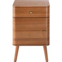 CALICOSY Bedside Table With 1 Drawer & 1 Door, With Rounded Front Edges, 42 in Light Brown