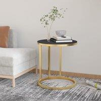 Berkfield Home Side Table Gold & Black 45 cm Tempered Glass