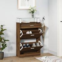Berkfield Home Shoe Cabinet Brown Oak 63x24x104 cm Engineered Wood | Size: 63 x 24 x 104 cm