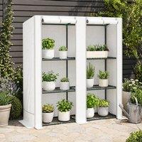 STILVORA 3 Tier Mini Greenhouse with Roll-Up Doors in White