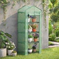 STILVORA 4 Tier Greenhouse with Roll-Up Door in Green