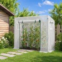 STILVORA Walk-In Greenhouse with Roll-Up Door 200 x 76 cm in White