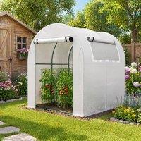 STILVORA Walk-In Greenhouse 180 cm with Roll-Up Door & Window in White