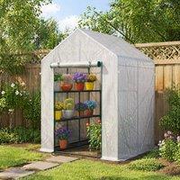 STILVORA Walk-In Greenhouse with 2-Tier Shelves in Clear