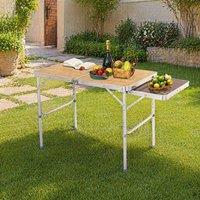 STILVORA Folding Table with Pull-Out Side Table in Natural