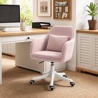 STILVORA Pink Velvet Office Chair with USB Massage Pillow