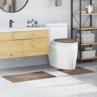 Berkfield Home 3 Piece Bath Mat Set Brown Polypropylen Non-Slip | Size: Medium