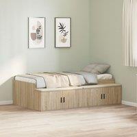 Berkfield Home Storage Bed Frame Sonoma Oak 90x190 cm in Beige