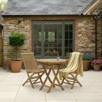 Charles Bentley Pair of Solid Wooden Teak Outdoor Folding Garden Patio Chairs in Natural