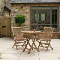 Charles Bentley Pair of Solid Wooden Teak Garden Outdoor Folding Arm Chairs in Natural