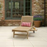 Charles Bentley Solid Wooden Teak Garden Patio Reclining Sun Lounger Sunbed in Brown