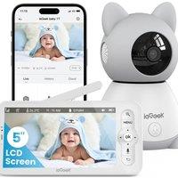 iegeek White 2K Baby Monitor 5 Screen Auto-Tracking PTZ Cry Detection
