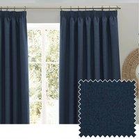 Furn Dawn Blackout Pencil Pleat Curtain Pair in Dark Blue | Size: 229 cm width x 137 cm drop