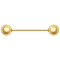 Jewelco London 18ct Gold 1.1mm Barbell Body Bar Tongue Piercing, 22mm (12mm Bar)