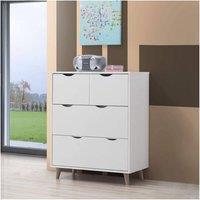 Timber Art Design Pulford Scandi Chest 4 Drawers White Bedroom Living Storage Furniture