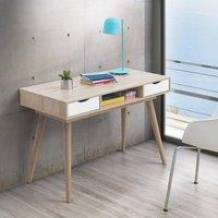 Timber Art Design Scandinavian 2 Drawer Desk Office Furniture Retro Nordic Makeup Table in Light Oak