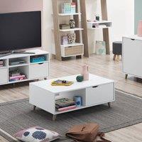 Timber Art Design Pulford Scandi Coffee Table 2 Drawers White Living Room Storage