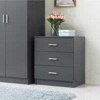 Timber Art Design Rio Costa Chest 3 Drawers Bedroom Living Room Storage in Dark Grey
