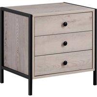 Timber Art Design Zahra Bedside Table Cabinet Bedroom Furniture Nightstand 3 Drawer in Light Oak