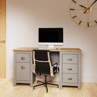 Timber Art Design Lisbon Light Grey Double Pedestal Study Desk Laptop Office Furniture