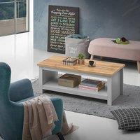 Timber Art Design Lisbon Grey & Oak Coffee Table With Open Shelf Storage in Light Grey