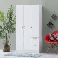 Timber Art Design Modern 3 Door 2 Drawer Wardrobe with Hanging Rail - Bedroom Storage in White