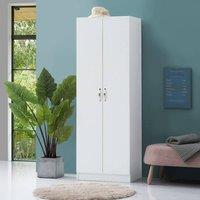Timber Art Design Modern 2 Door Double Wardrobe with Hanging Rail - Bedroom Storage in White