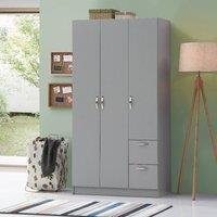 Timber Art Design Modern 3 Door 2 Drawer Wardrobe with Hanging Rail - Bedroom Storage in Dark Grey