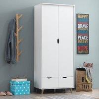 Timber Art Design Pulford 2 Door Double Wardrobe In White Bedroom Furniture Storage