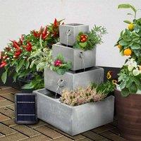 Primrose 4 Tier Solar Powered Water Feature & Herb Planter Lights 63cm in Light Grey