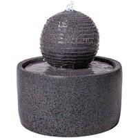 Primrose 'Padova' Polyresin Ripple Effect Sphere Water Feature with Lights 41cm in Dark Grey