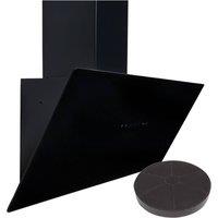 SIA 90cm Black Angled Cooker Hood Extractor Fan with Carbon Filter