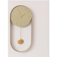 Melody Maison Olive Green & Gold Pendulum Metal Analogue Wall Clock - 20cm X 55cm | Size: 20 cm X 55 cm
