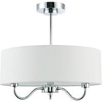 Happy Homewares Traditional Chandelier Semi Flush Ceiling Light with Linen Shade in Silver