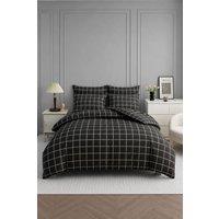 Grace Brushed Duvet Cover Set Premium Microfiber with Matching Pillowcases in Black | Size: Double