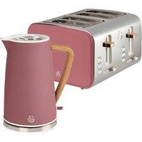 Swan Nordic Kitchen Set Kettle & 4 Slice Toaster Fuchsia Rose