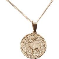Ojewellery Stag Engraved Sterling Silver Coin Necklace | Size: 16-18inch