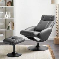 Wyld and Coco Swivel Recliner Armchair with Footstool Black Synthetic Leather