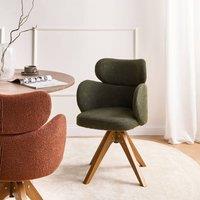 Wyld and Coco Nordique Swivel Dining Chair - Dark Green Boucl Curved Backrest