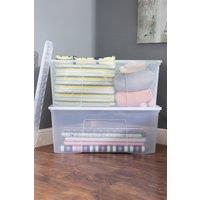 Wham Crystal 2 x 133L Stackable Plastic Storage Boxes with Lids Clear