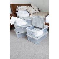 Wham Plastic Storage Box with Wheels & Folding Lid, (5x32L) in Clear