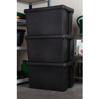 Wham Bam 3 x 62L Stackable Plastic Storage Box & Lid in Black