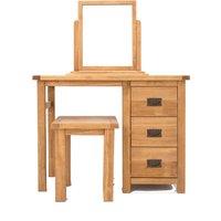 Cabinet Bits Lugo 3 Drawer Dressing Table Set Brass Drop Handle in Light Brown