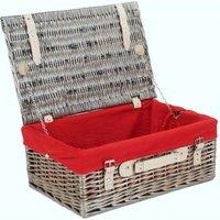 Red Hamper 45cm Antique Wash Hamper with Cotton Lining in Red