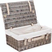 Red Hamper 45cm Antique Wash Hamper with Cotton Lining in White