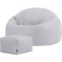 icon Classic Indoor Outdoor Bean Bag & Pouffe Navy Blue Bean Bag Chair in Light Grey