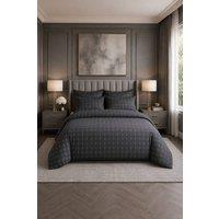 Grace Brushed Duvet Cover Set Premium Microfiber with Matching Pillowcases in Charcoal | Size: Double